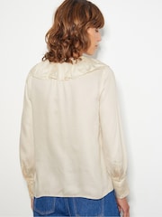 Monsoon Natural Daisy Frill Collar Satin Blouse - Image 3 of 4
