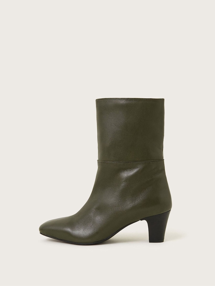 Monsoon Green Nancy Leather Heeled Boots - Image 1 of 3