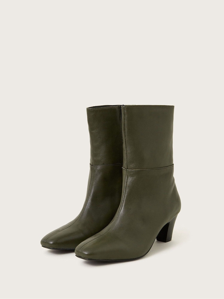 Monsoon Green Nancy Leather Heeled Boots - Image 2 of 3