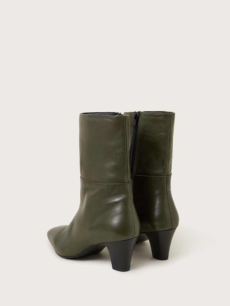 Monsoon Green Nancy Leather Heeled Boots - Image 3 of 3