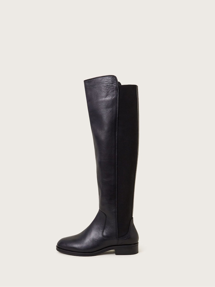 Monsoon Black Una Leather Knee High Boots - Image 1 of 3
