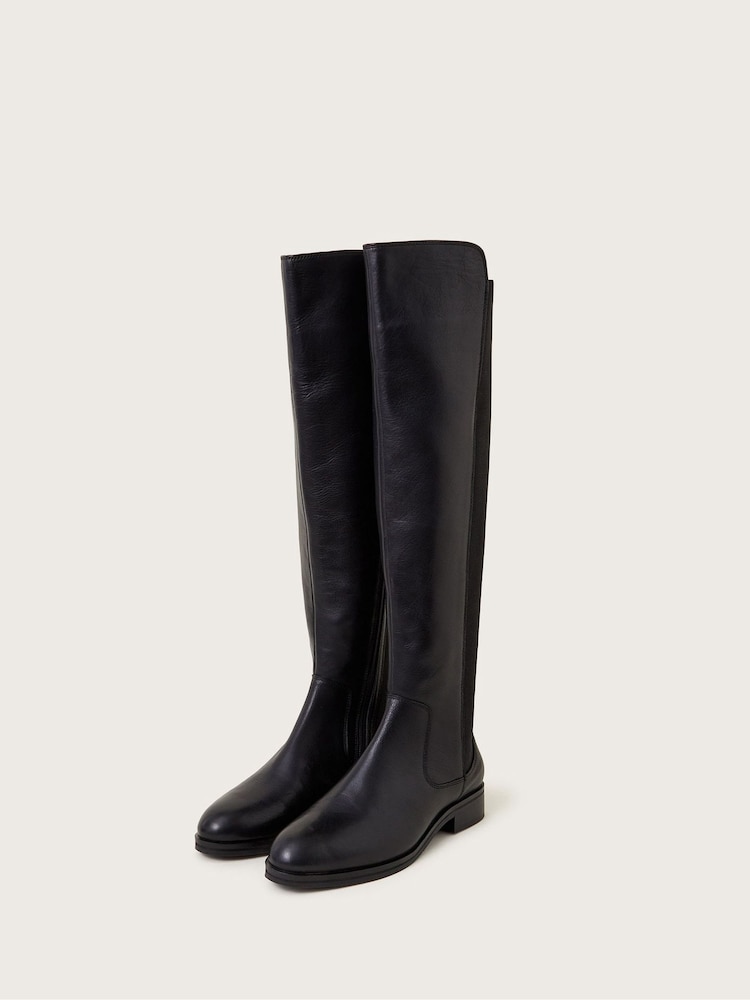 Monsoon Black Una Leather Knee High Boots - Image 2 of 3
