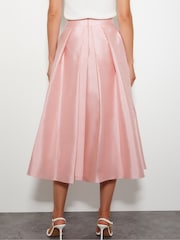Monsoon Pink Tanya Taffeta Pleated Midi Skirt - Image 3 of 5