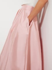 Monsoon Pink Tanya Taffeta Pleated Midi Skirt - Image 4 of 5