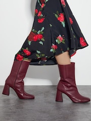 Monsoon Red Orla Leather Heeled Boots - Image 1 of 4