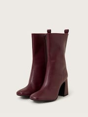 Monsoon Red Orla Leather Heeled Boots - Image 3 of 4