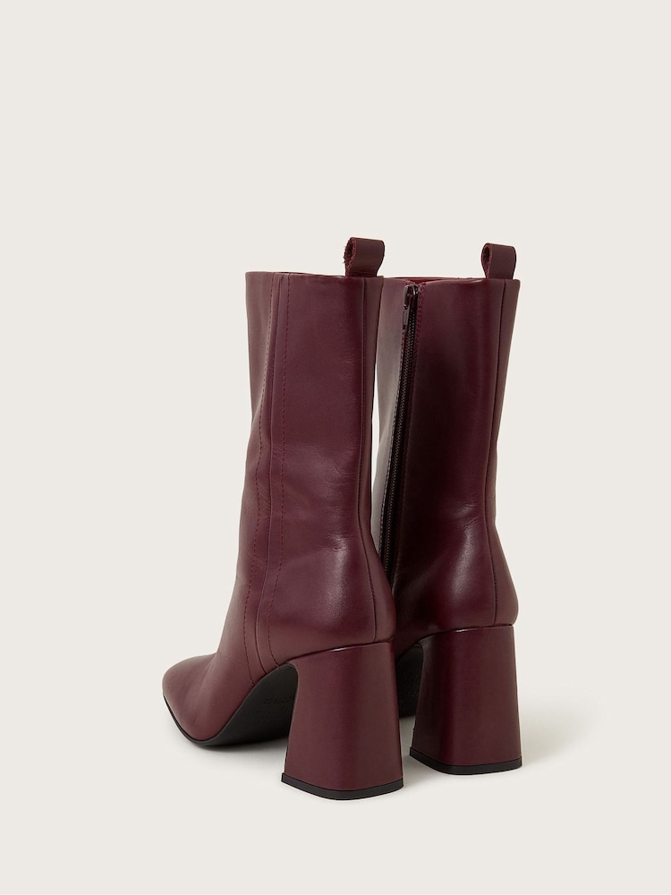 Monsoon Red Orla Leather Heeled Boots - Image 4 of 4