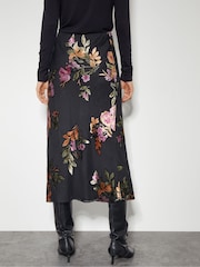 Monsoon Black Ariella Floral Devore Midi Skirt - Image 4 of 4