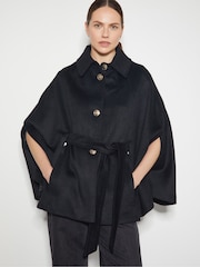 Monsoon Black Cecily Military Cape Coat - Image 1 of 5