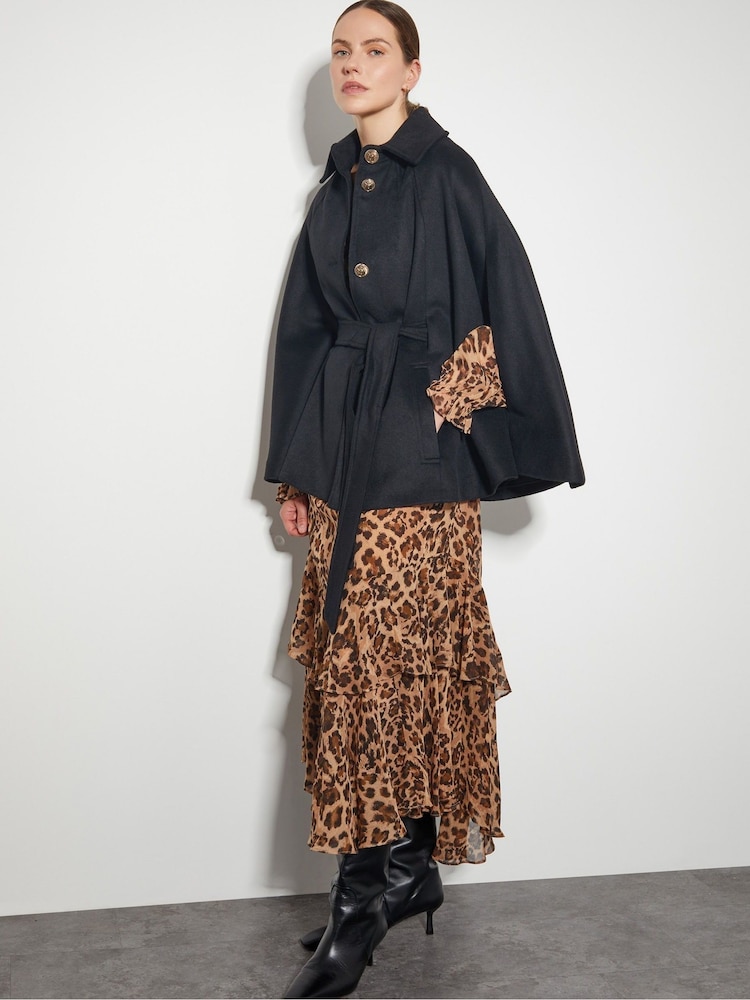 Monsoon Black Cecily Military Cape Coat - Image 5 of 5