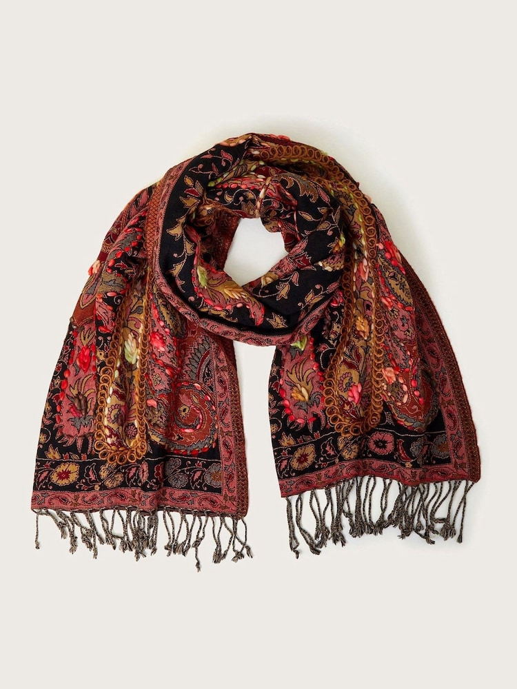 Monsoon Red Jade Large Paisley Scarf - Image 2 of 2