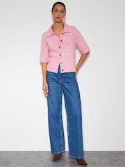 Monsoon Pink Cindy Short Sleeve Collar Cardigan - Image 3 of 5