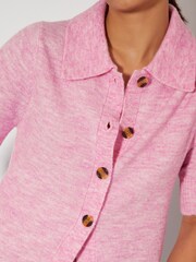 Monsoon Pink Cindy Short Sleeve Collar Cardigan - Image 5 of 5
