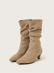 Monsoon Natural Nina Suede Ruched Boots - Image 1 of 3
