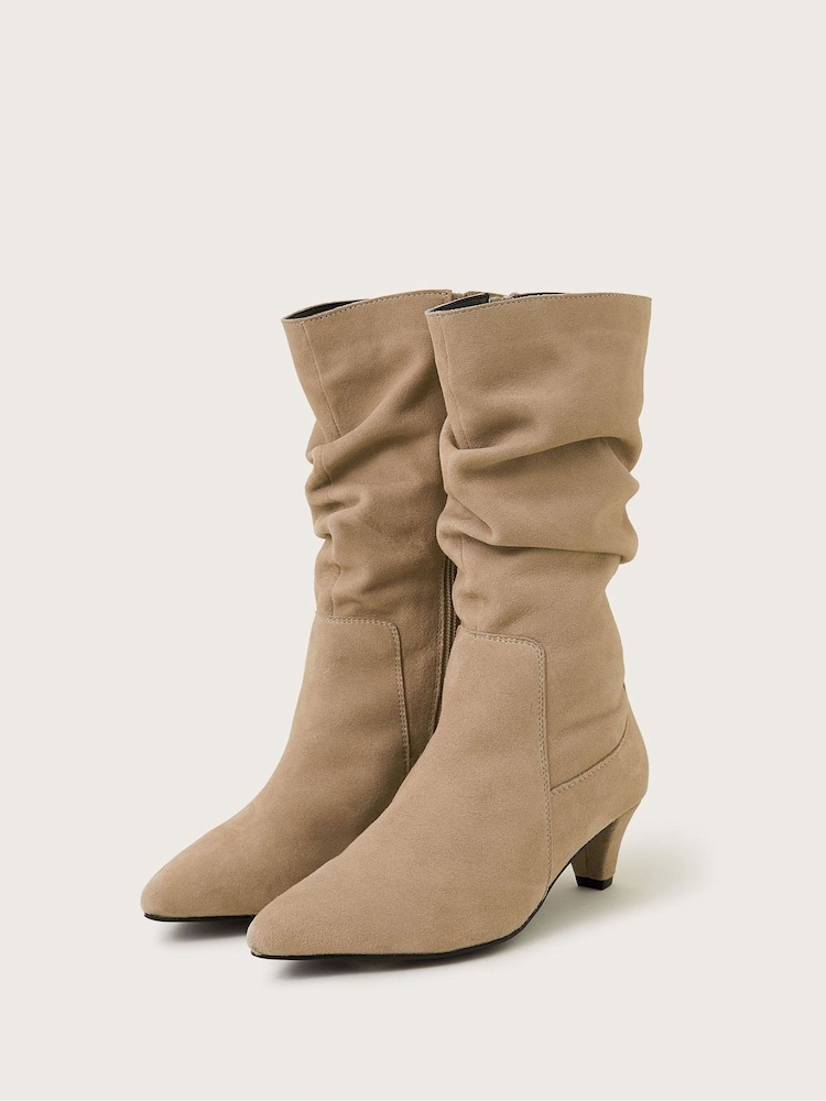 Monsoon Natural Nina Suede Ruched Boots - Image 1 of 3