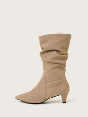 Monsoon Natural Nina Suede Ruched Boots - Image 2 of 3