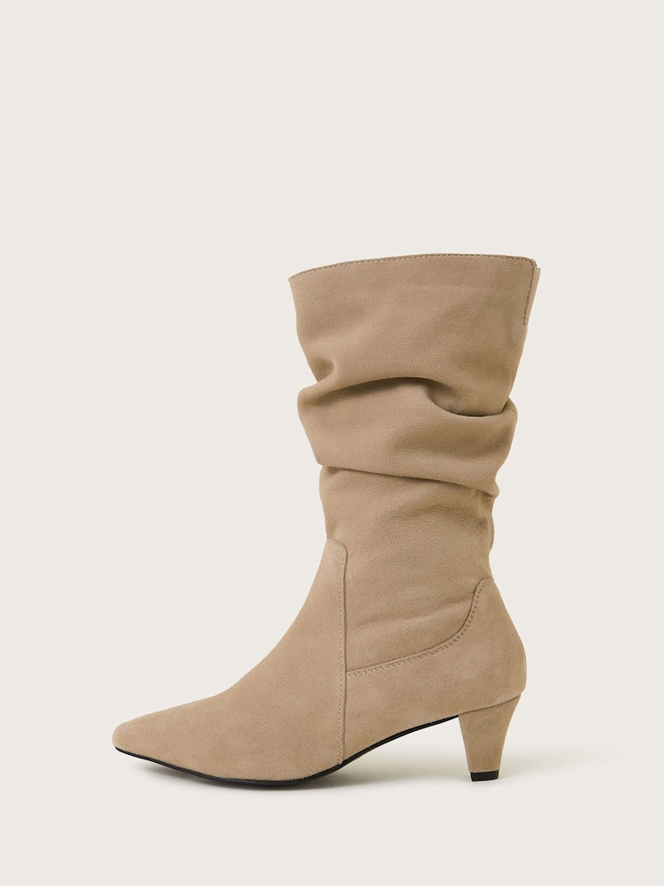 Monsoon Natural Nina Suede Ruched Boots - Image 2 of 3