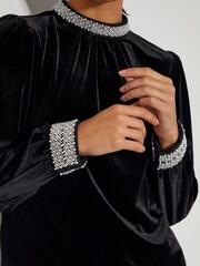 Monsoon Black Tate Bead Trim Velvet Top - Image 2 of 3