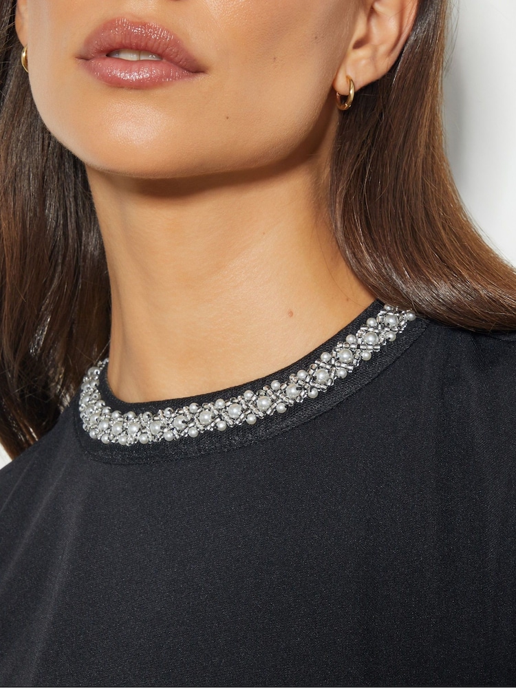 Monsoon Black Jaye Jewel Collar Tunic Dress - Image 2 of 5