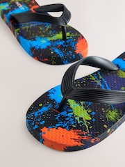 Black Multi Splat Print Flip Flops - Image 4 of 5