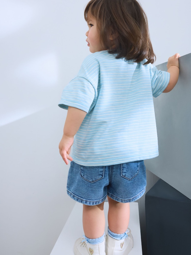 Blue Crochet Rainbow Flowers Short Sleeve T-Shirt (3mths-7yrs) - Image 3 of 7