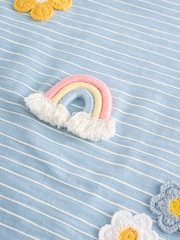 Blue Crochet Rainbow Flowers Short Sleeve T-Shirt (3mths-7yrs) - Image 6 of 7