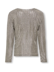 ONLY KIDS Knitted Glitter Long Grey/Metallic Sleeve Top - Image 3 of 3