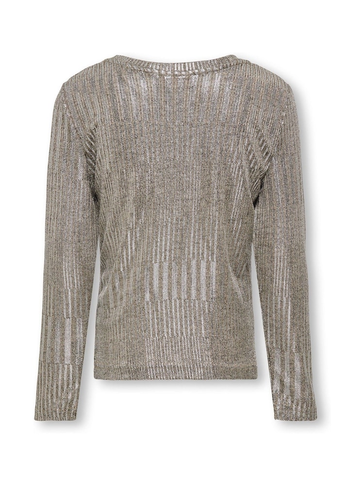 ONLY KIDS Knitted Glitter Long Grey/Metallic Sleeve Top - Image 3 of 3