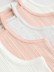 Pink pointelle Baby Strappy 100% Cotton Vest Bodysuits 5 Pack - Image 11 of 13