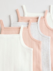 Pink pointelle Baby Strappy 100% Cotton Vest Bodysuits 5 Pack - Image 12 of 13