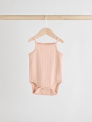 Pink pointelle Baby Strappy 100% Cotton Vest Bodysuits 5 Pack - Image 6 of 13