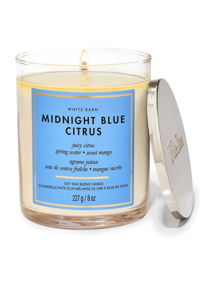 Bath & Body Works Clear Midnight Blue Citrus Single Wick Candle 8 oz / 227 g - Image 1 of 1