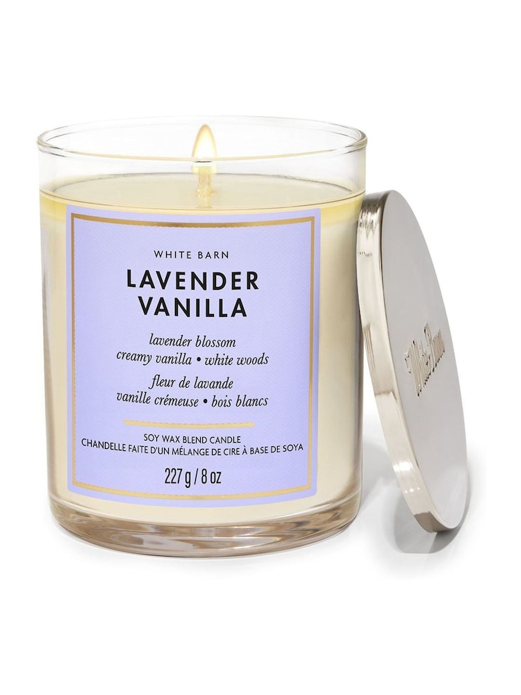Bath & Body Works Clear Lavender Vanilla Single Wick Candle 8 oz / 227 g - Image 1 of 1