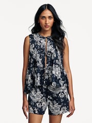 Desmond & Dempsey Flowers of Time Pleated Cami and Shorts Pyjamas Set - Image 1 of 4