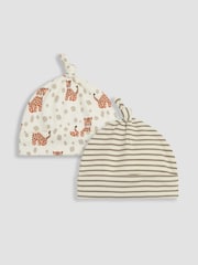 JoJo Maman Bébé Natural 2-Pack Baby Hats - Image 1 of 4
