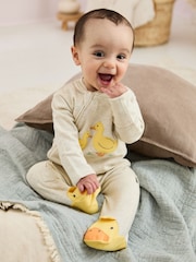 Jojo Maman Bébé Natural 100% Cotton Sleepsuit - Image 1 of 6