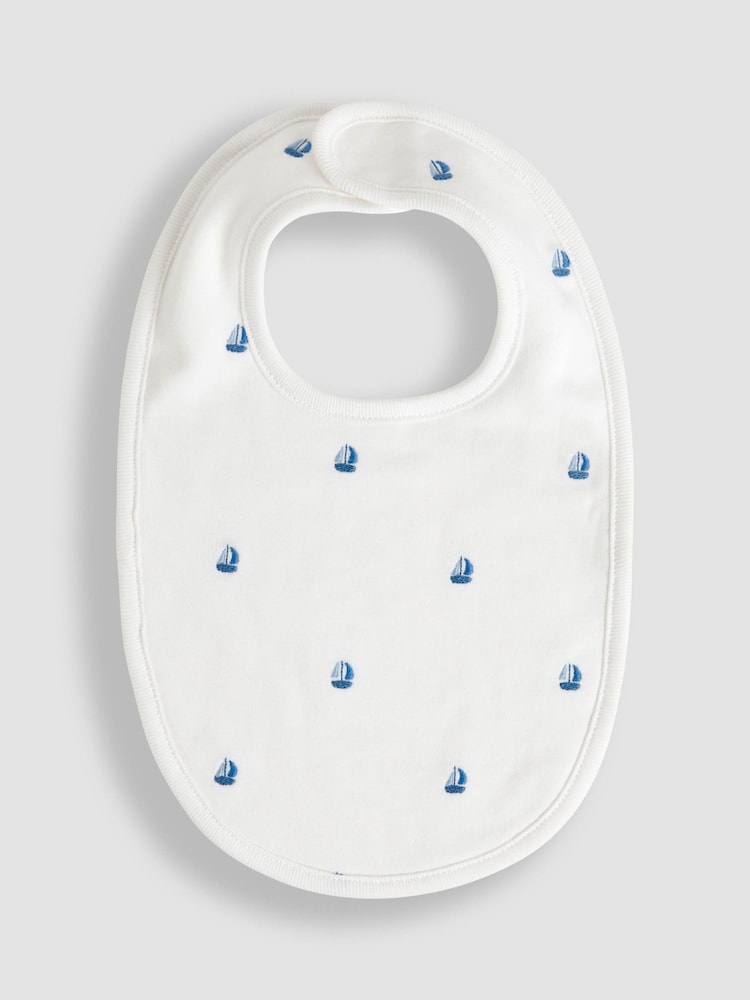 JoJo Maman Bébé Blue Organic Cotton Boat Bib - Image 1 of 3