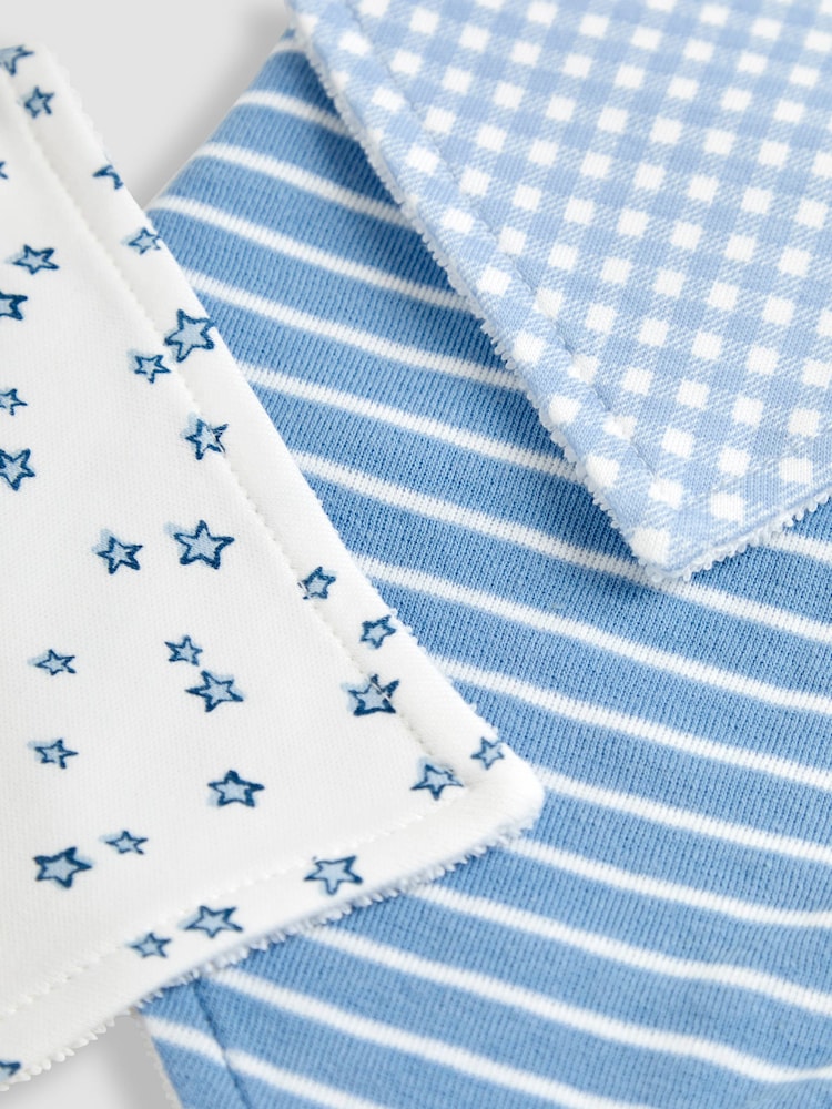 JoJo Maman Bébé Blue 3-Pack Dribble Bibs - Image 8 of 8