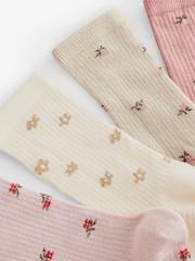 Pink Ditsy Floral RIbbed Ankle Socks 4 Pack - Image 6 of 7