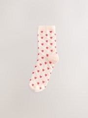 Pink/Ecru Textured Heart Ankle Socks 3 Pack - Image 2 of 4
