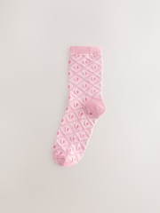 Pink/Ecru Textured Heart Ankle Socks 3 Pack - Image 3 of 4