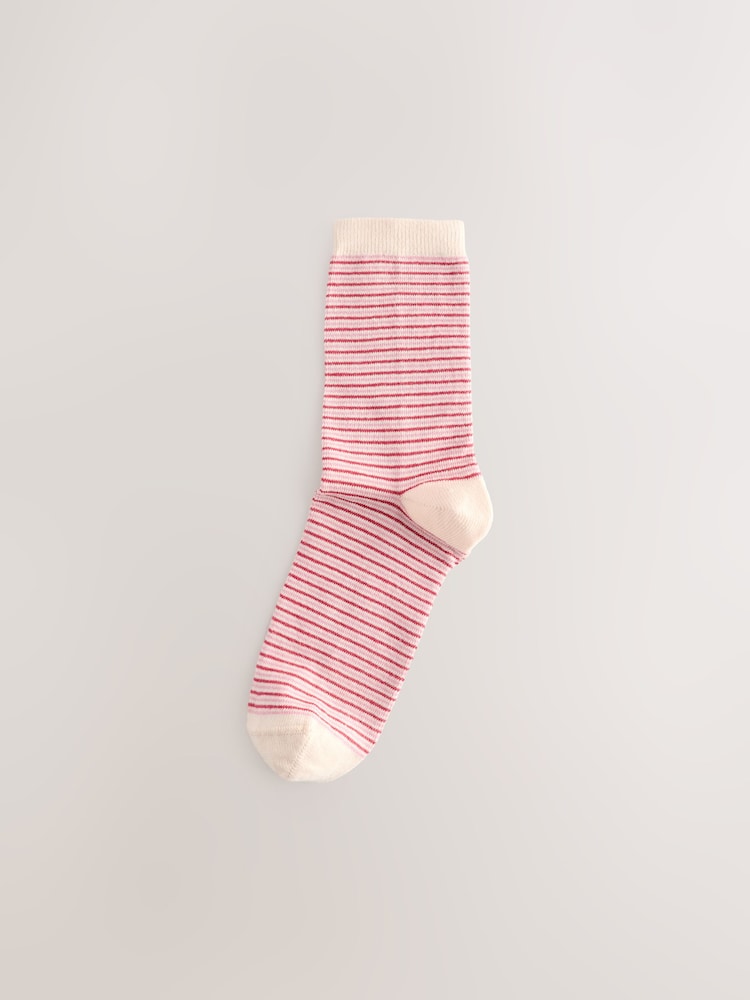 Pink/Ecru Textured Heart Ankle Socks 3 Pack - Image 4 of 4