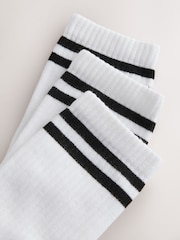 White/Black Stripe Cushion Sole Ribbed Sport Ankle Socks 3 Pack With Arch Support - Image 3 of 3