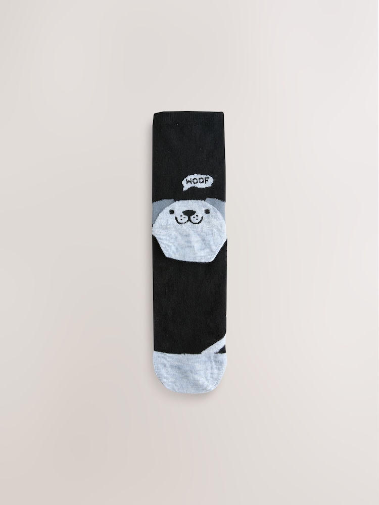 Dog Faces Heel and Toe Detail Ankle Socks 4 Pack - Image 2 of 7