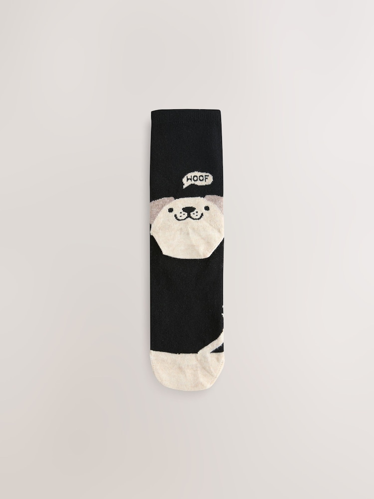 Dog Faces Heel and Toe Detail Ankle Socks 4 Pack - Image 3 of 7