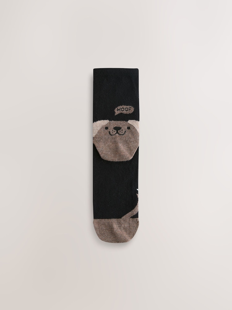 Dog Faces Heel and Toe Detail Ankle Socks 4 Pack - Image 4 of 7