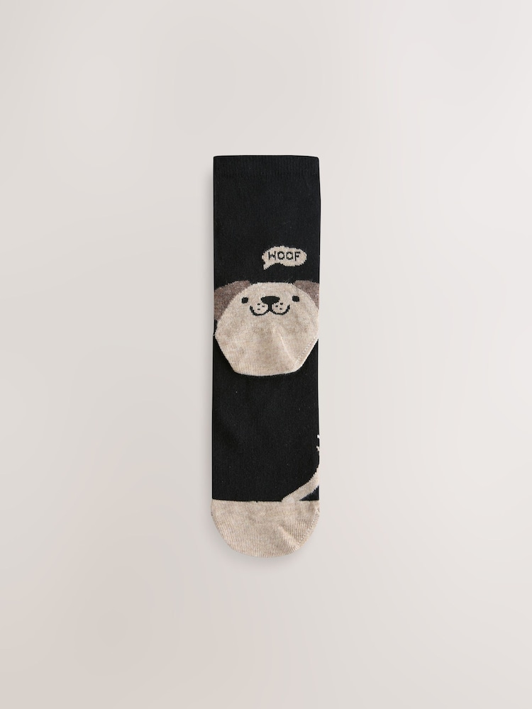 Dog Faces Heel and Toe Detail Ankle Socks 4 Pack - Image 5 of 7