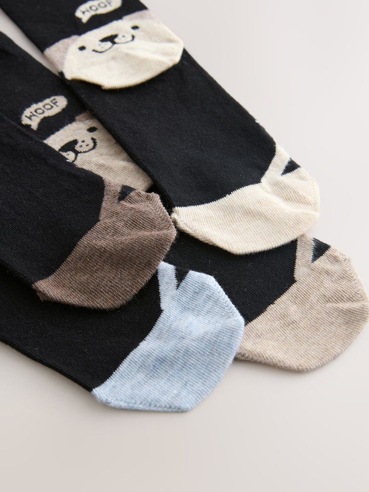 Dog Faces Heel and Toe Detail Ankle Socks 4 Pack - Image 6 of 7
