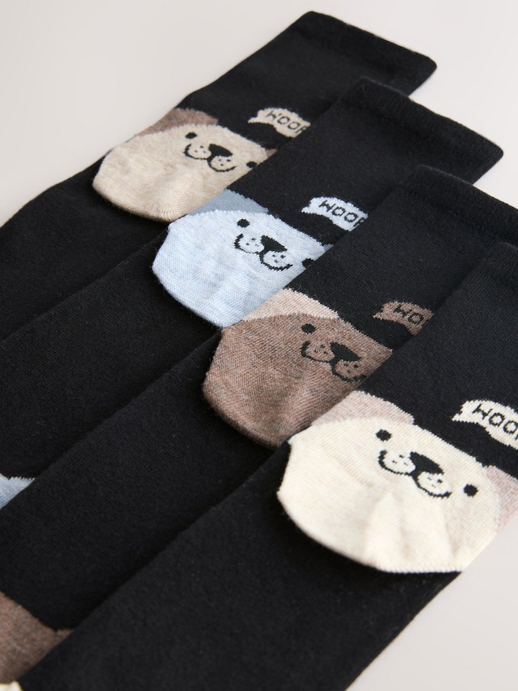 Dog Faces Heel and Toe Detail Ankle Socks 4 Pack - Image 7 of 7