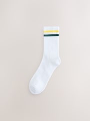 White/Blue Cushion Sole Ribbed Sport Ankle Socks 3 Pack With Arch Support - Image 2 of 6